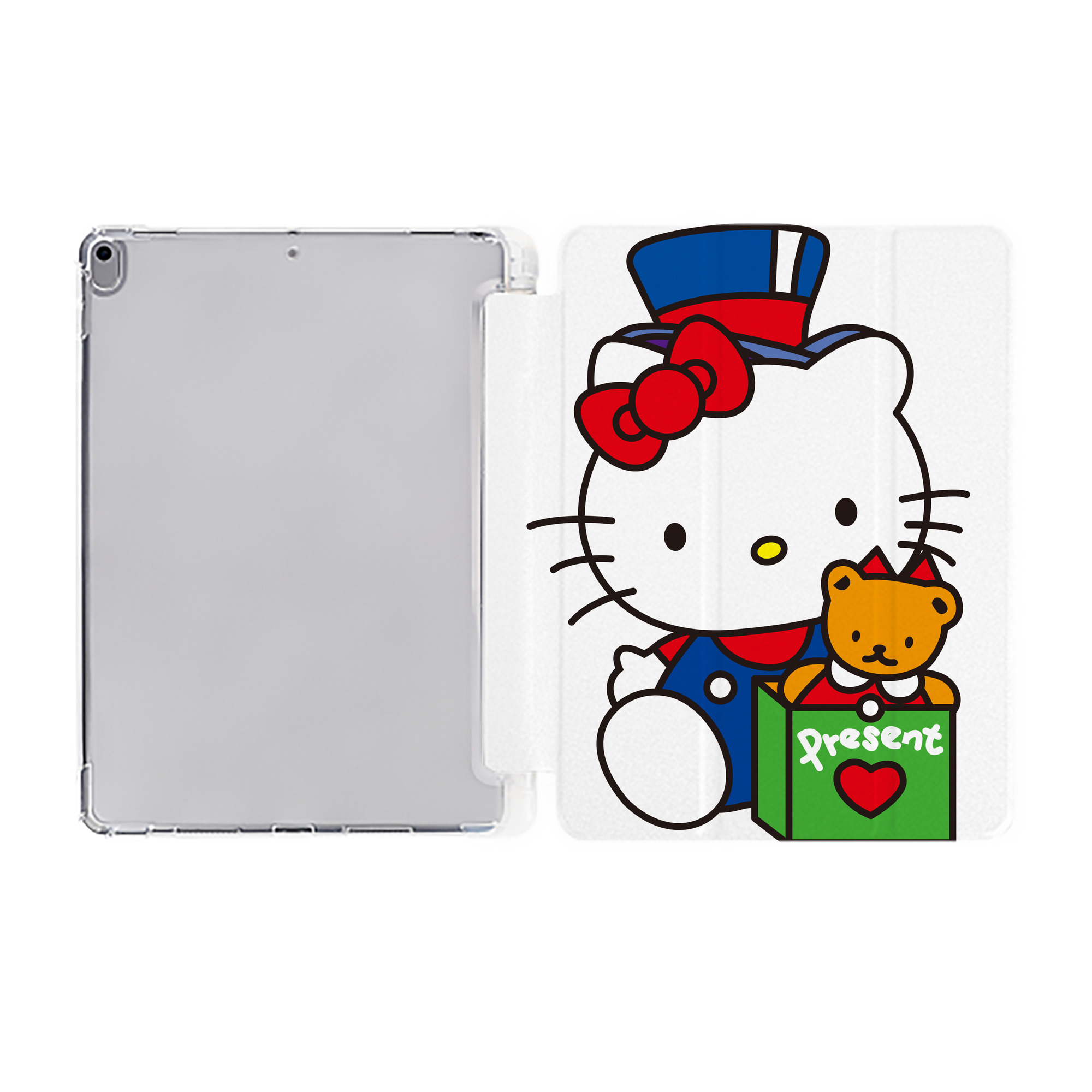 （画像用） Hello Kitty ハローキティ IPad ケース ペン収納付き 三つ折りスタンド PUレザー×シリコン 対応機種9.5/10.5/10.9インチ